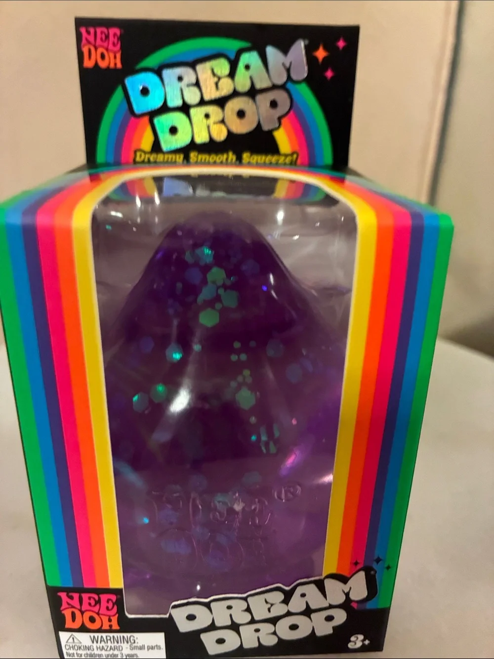 Needoh Dream Drop Purple Glitter Stress Toy 100% Authentic